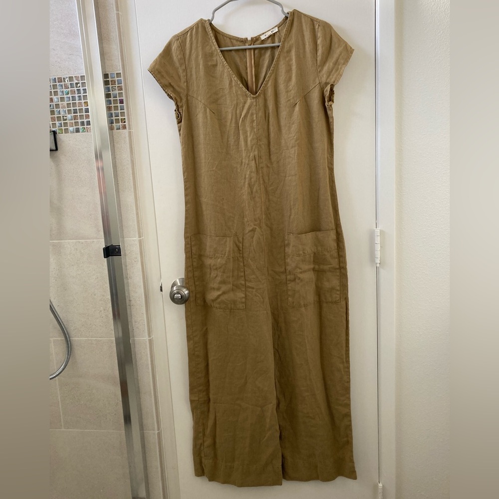 Suunday linen jumpsuit in color fennel seed